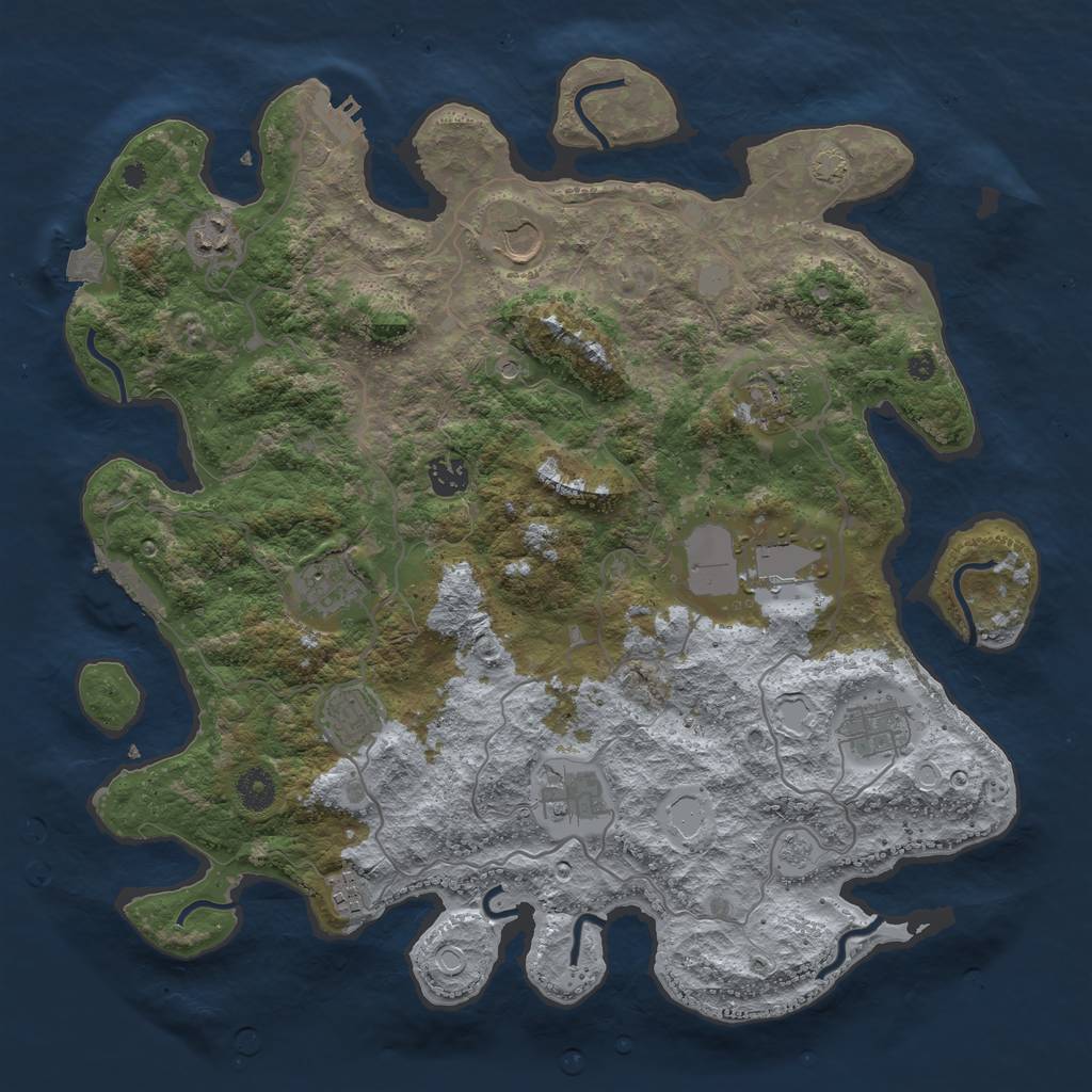 Rust Map: Procedural Map, Size: 4000, Seed: 542399051, 18 Monuments