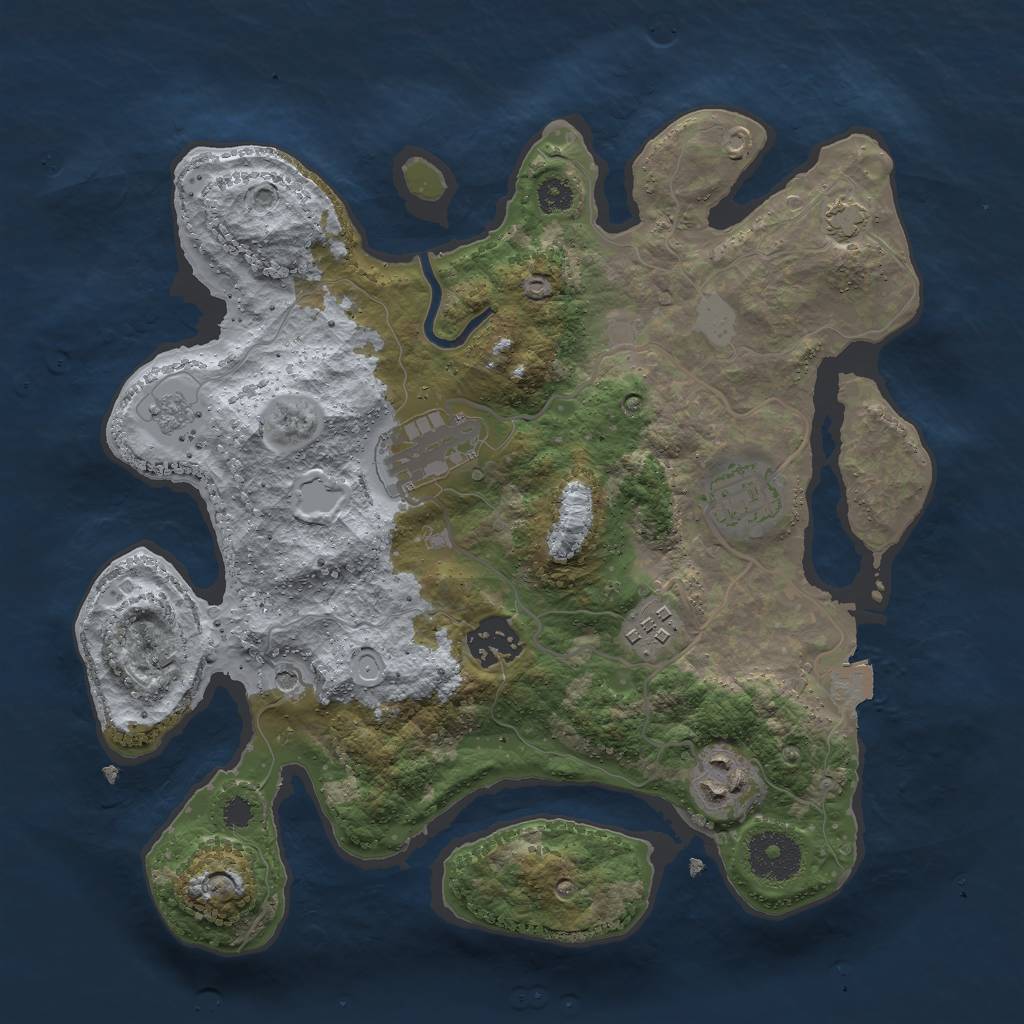 Rust Map: Procedural Map, Size: 3000, Seed: 3464, 11 Monuments