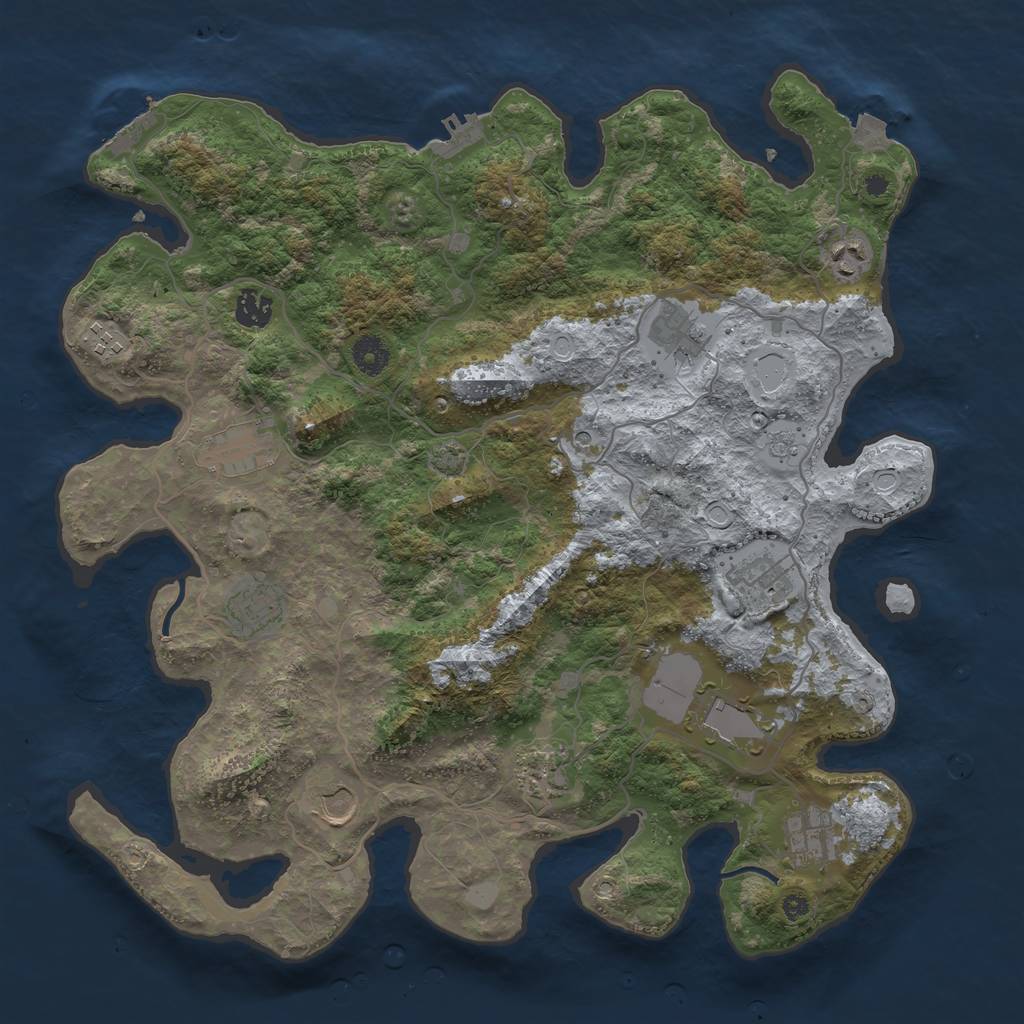 Rust Map: Procedural Map, Size: 4000, Seed: 584548, 19 Monuments