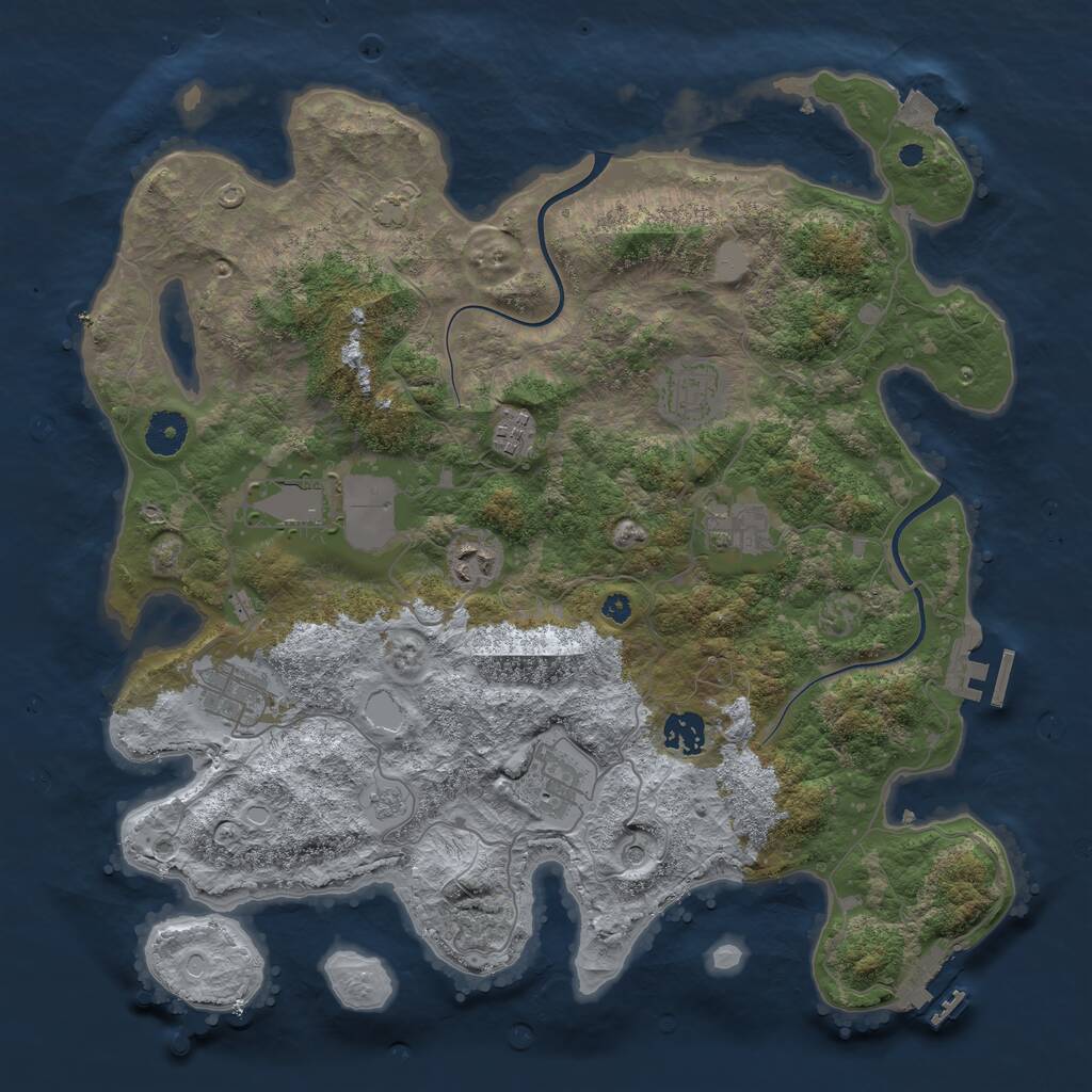 Rust Map: Procedural Map, Size: 3800, Seed: 88839895, 14 Monuments