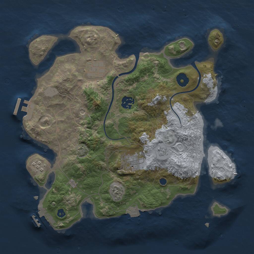 Rust Map: Procedural Map, Size: 3000, Seed: 38276, 10 Monuments