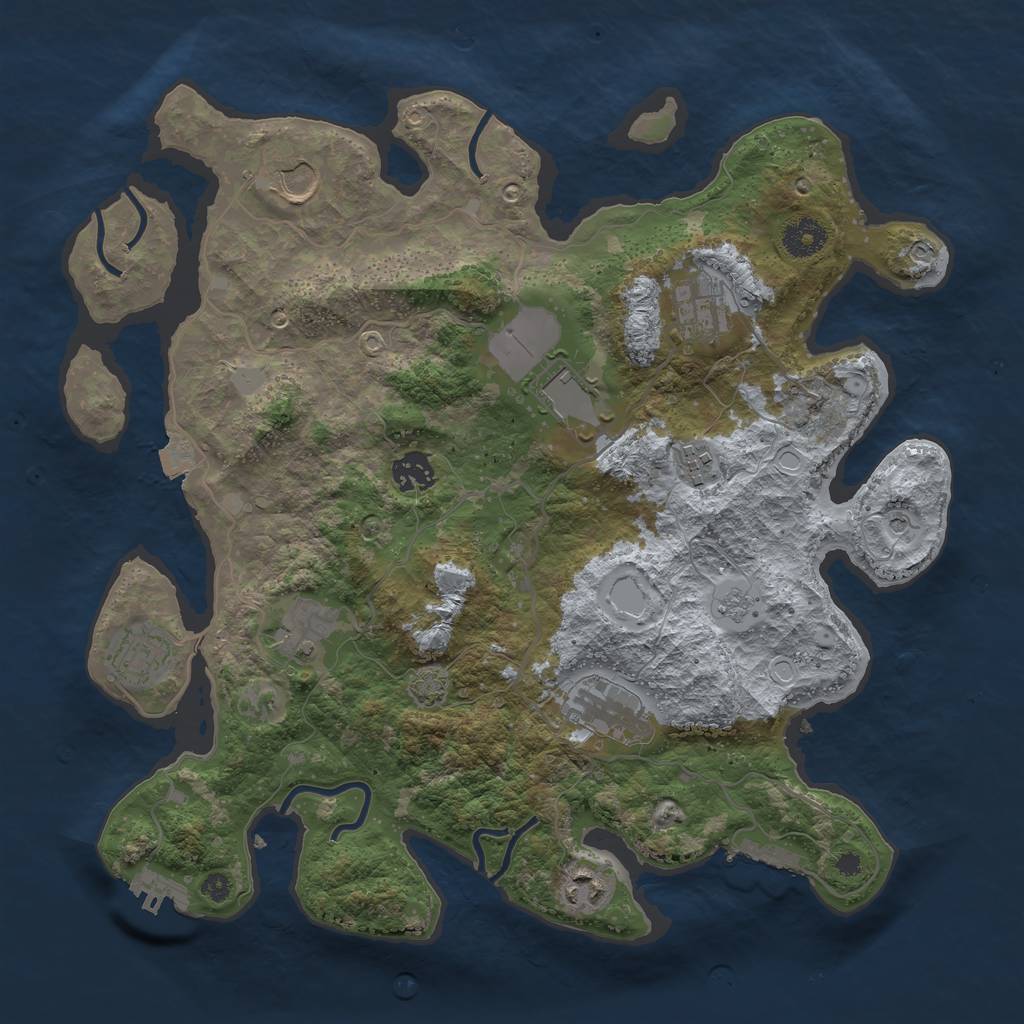 Rust Map: Procedural Map, Size: 3700, Seed: 2000635715, 17 Monuments