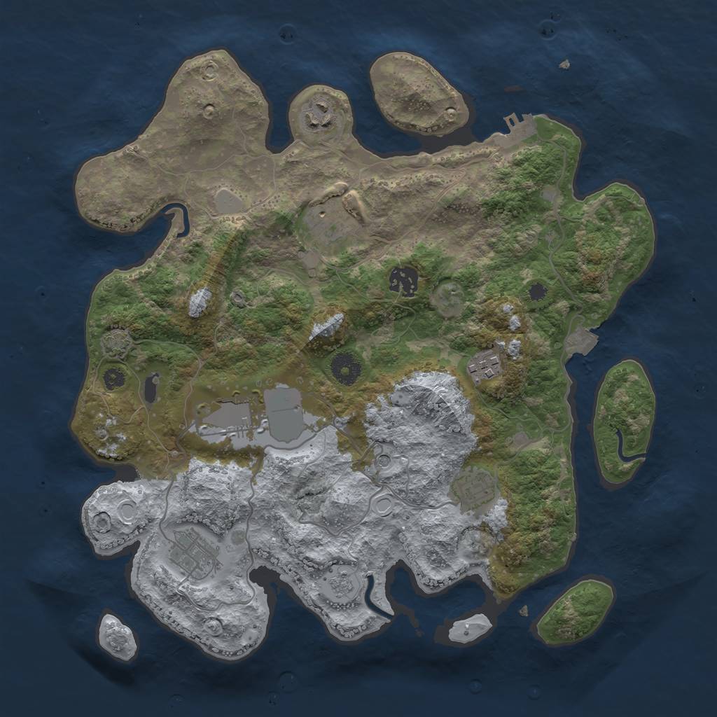 Rust Map: Procedural Map, Size: 3500, Seed: 229, 14 Monuments