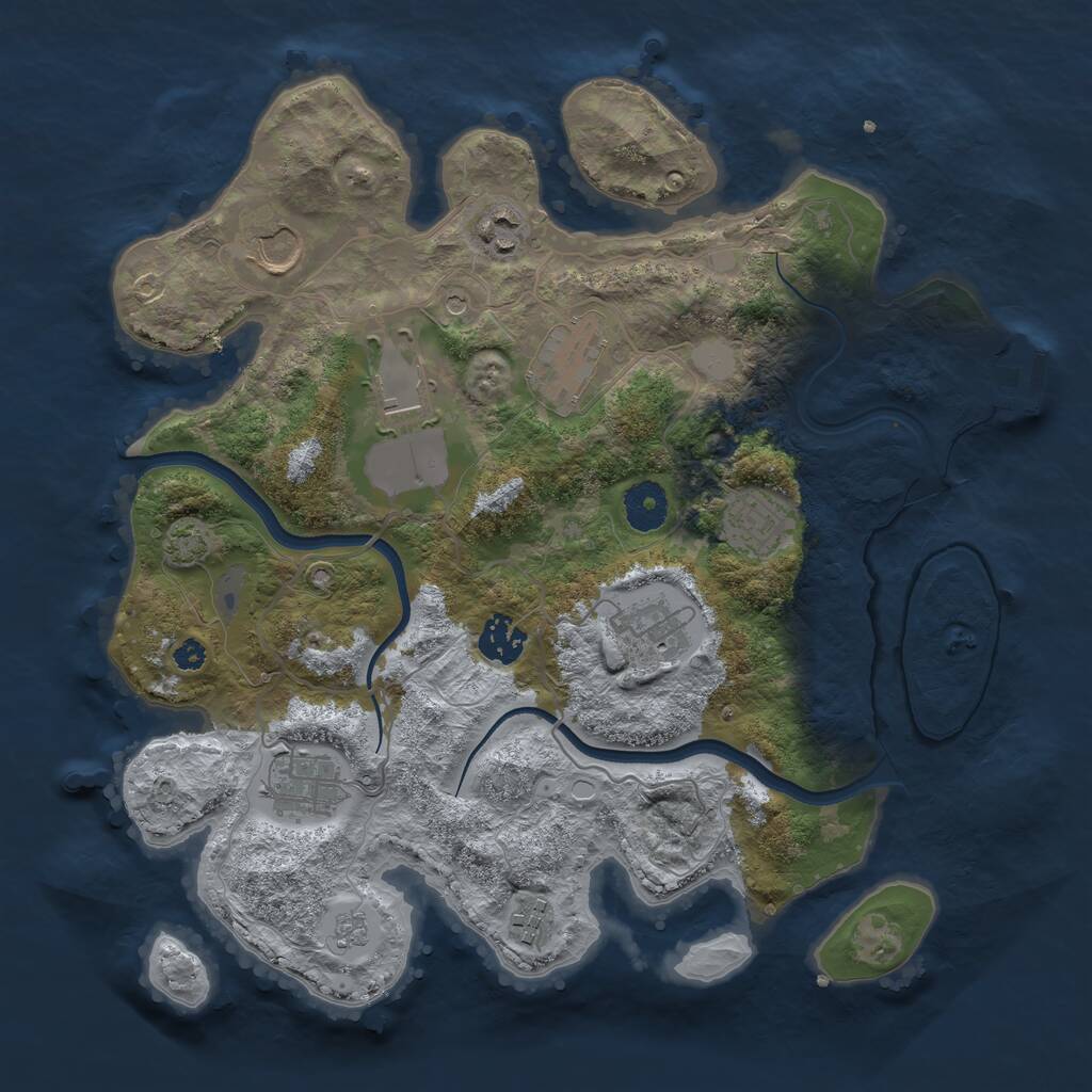 Rust Map: Procedural Map, Size: 3500, Seed: 229, 14 Monuments
