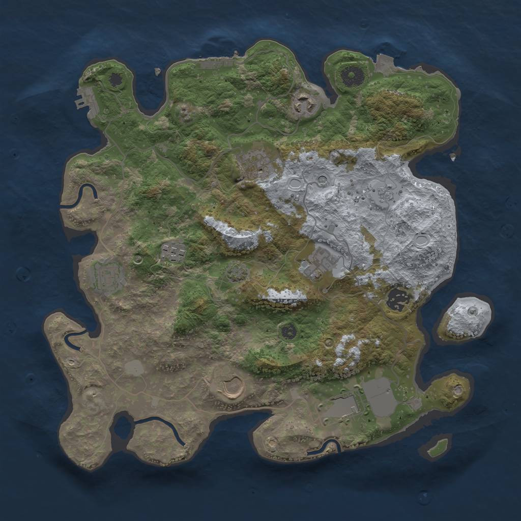 Rust Map: Procedural Map, Size: 3500, Seed: 1593288370, 16 Monuments