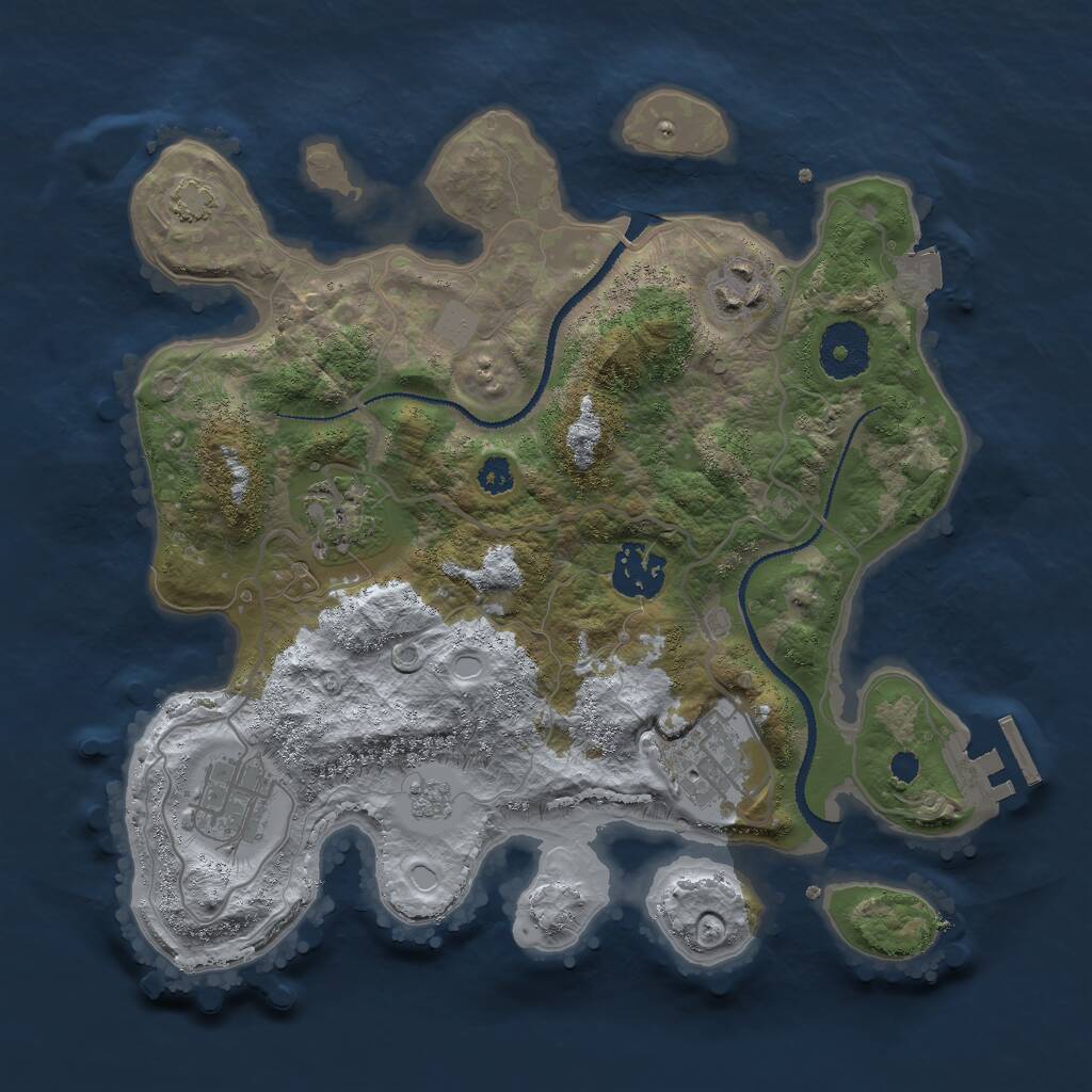 Rust Map: Procedural Map, Size: 3000, Seed: 786, 9 Monuments