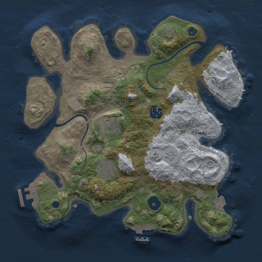 Rust Map: Procedural Map, Size: 3000, Seed: 4061, 9 Monuments