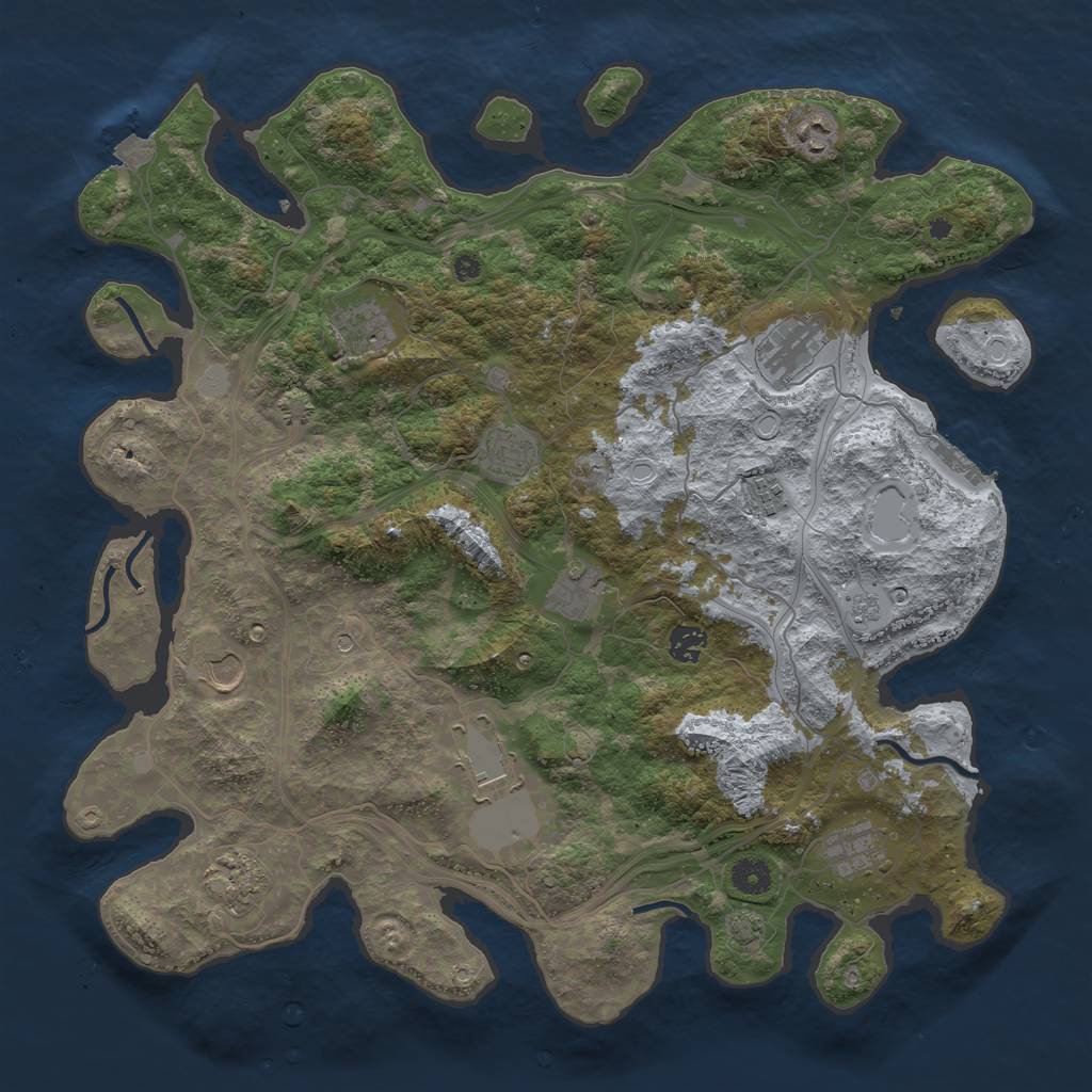 Rust Map: Procedural Map, Size: 4250, Seed: 1206361033, 18 Monuments