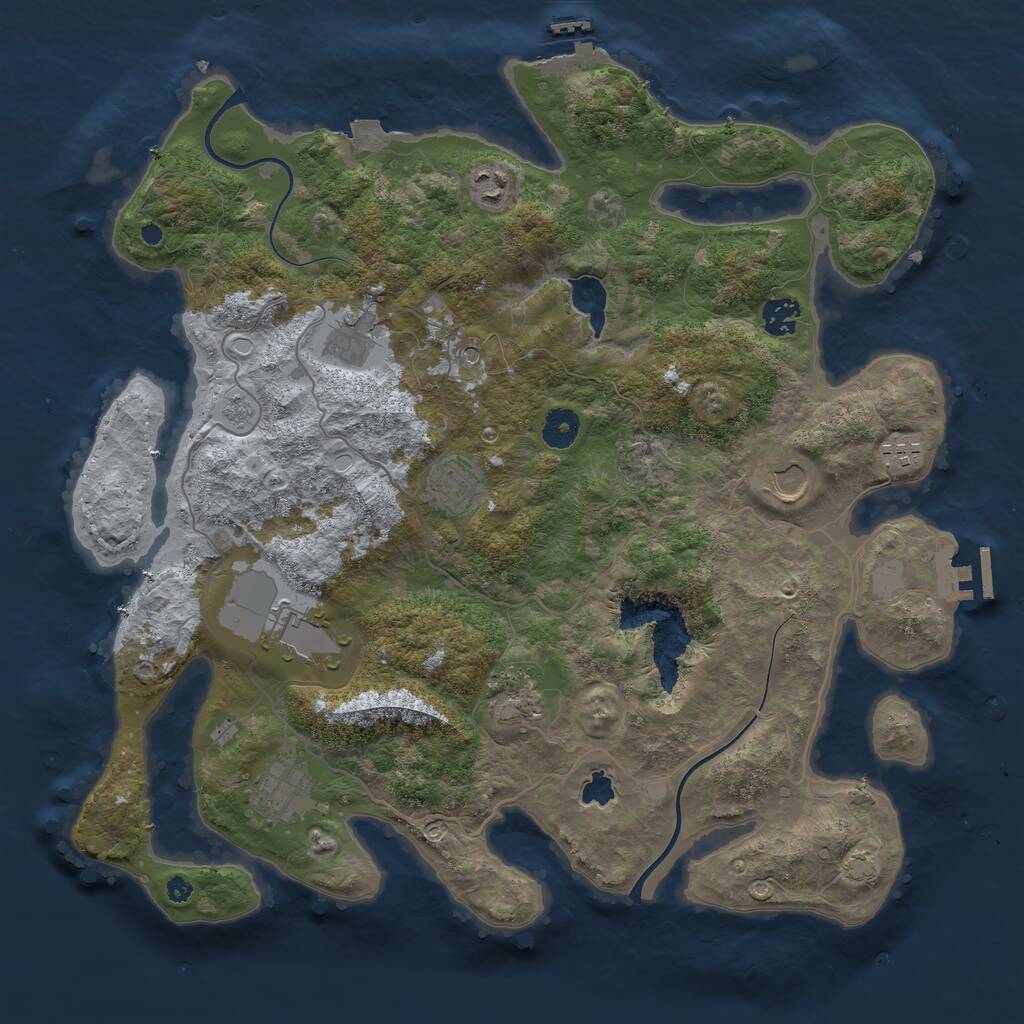 Rust Map: Procedural Map, Size: 4000, Seed: 33974458, 15 Monuments