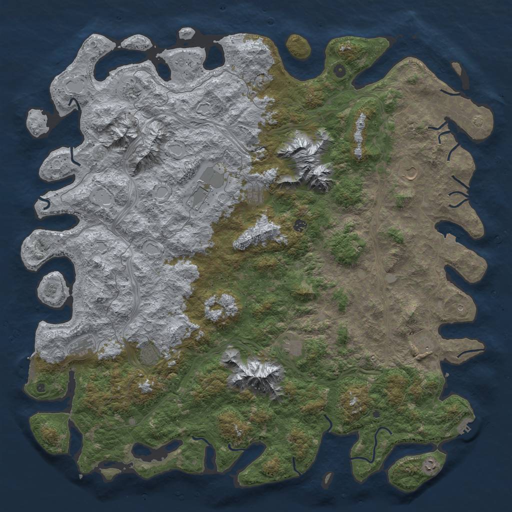 Rust Map: Procedural Map, Size: 6000, Seed: 1676, 19 Monuments