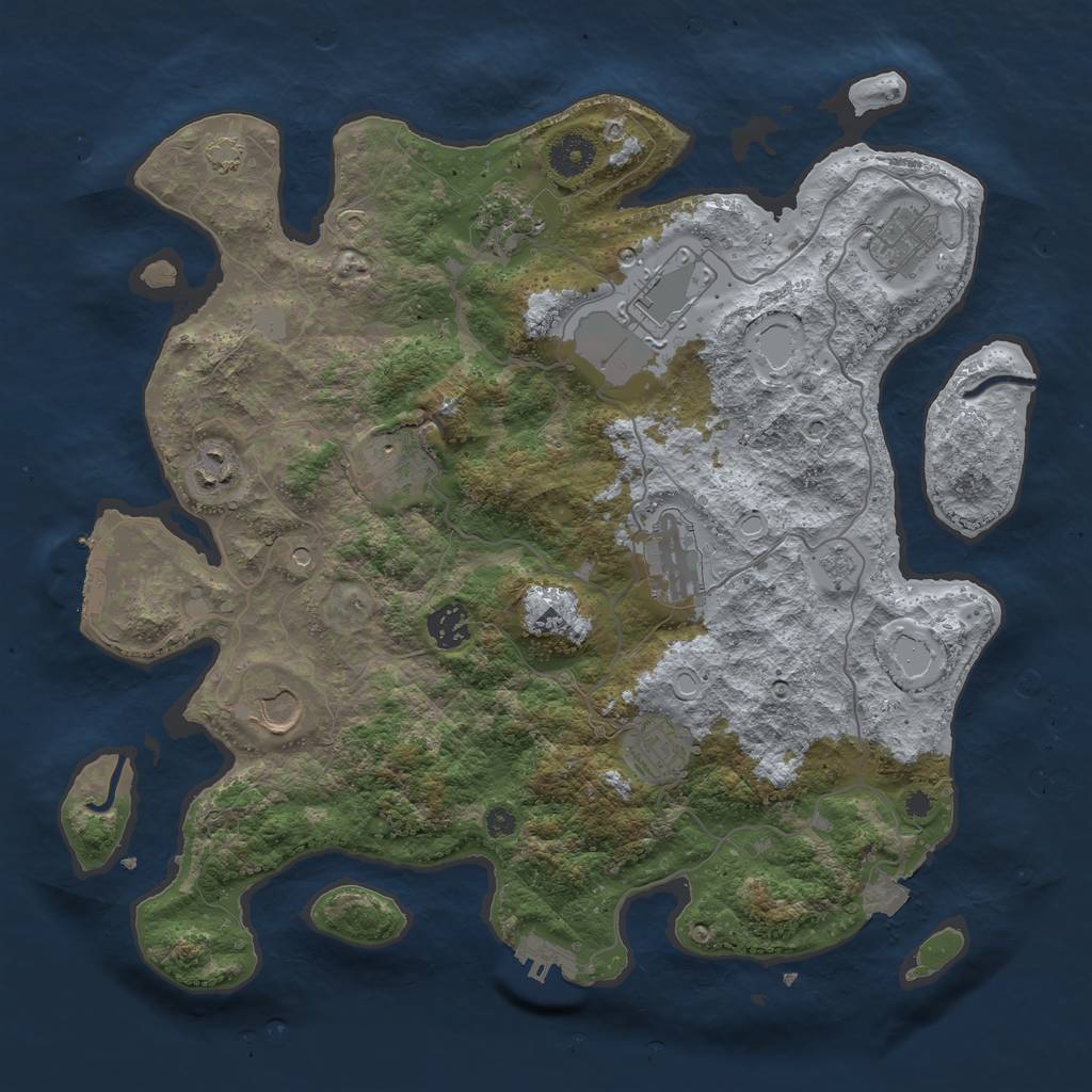 Rust Map: Procedural Map, Size: 3750, Seed: 1970399722, 17 Monuments