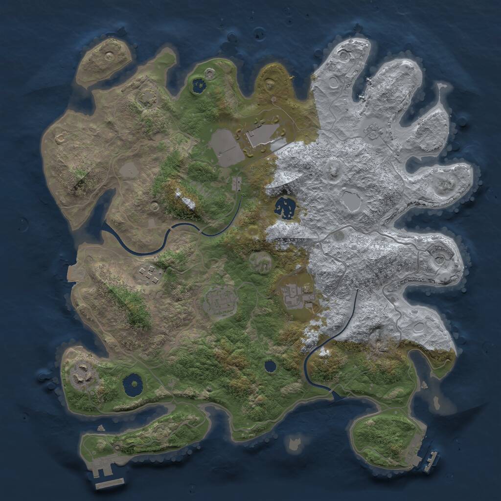 Rust Map: Procedural Map, Size: 3500, Seed: 1720090657, 12 Monuments