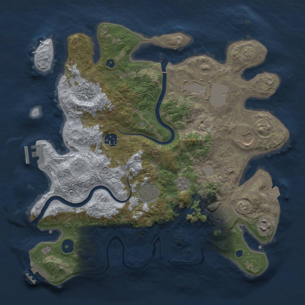 Rust Map: Procedural Map, Size: 3500, Seed: 977195870, 14 Monuments