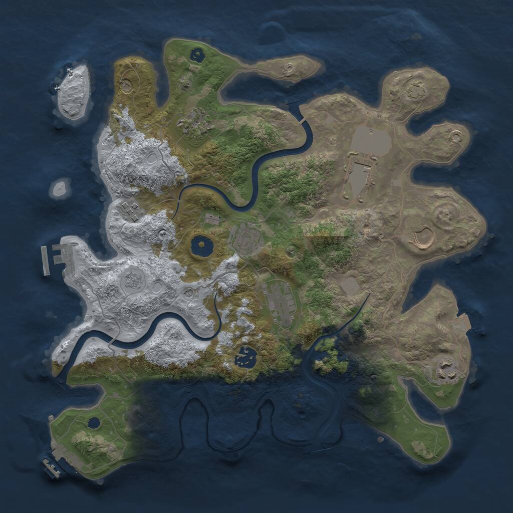 Rust Map: Procedural Map, Size: 3500, Seed: 977195870, 14 Monuments