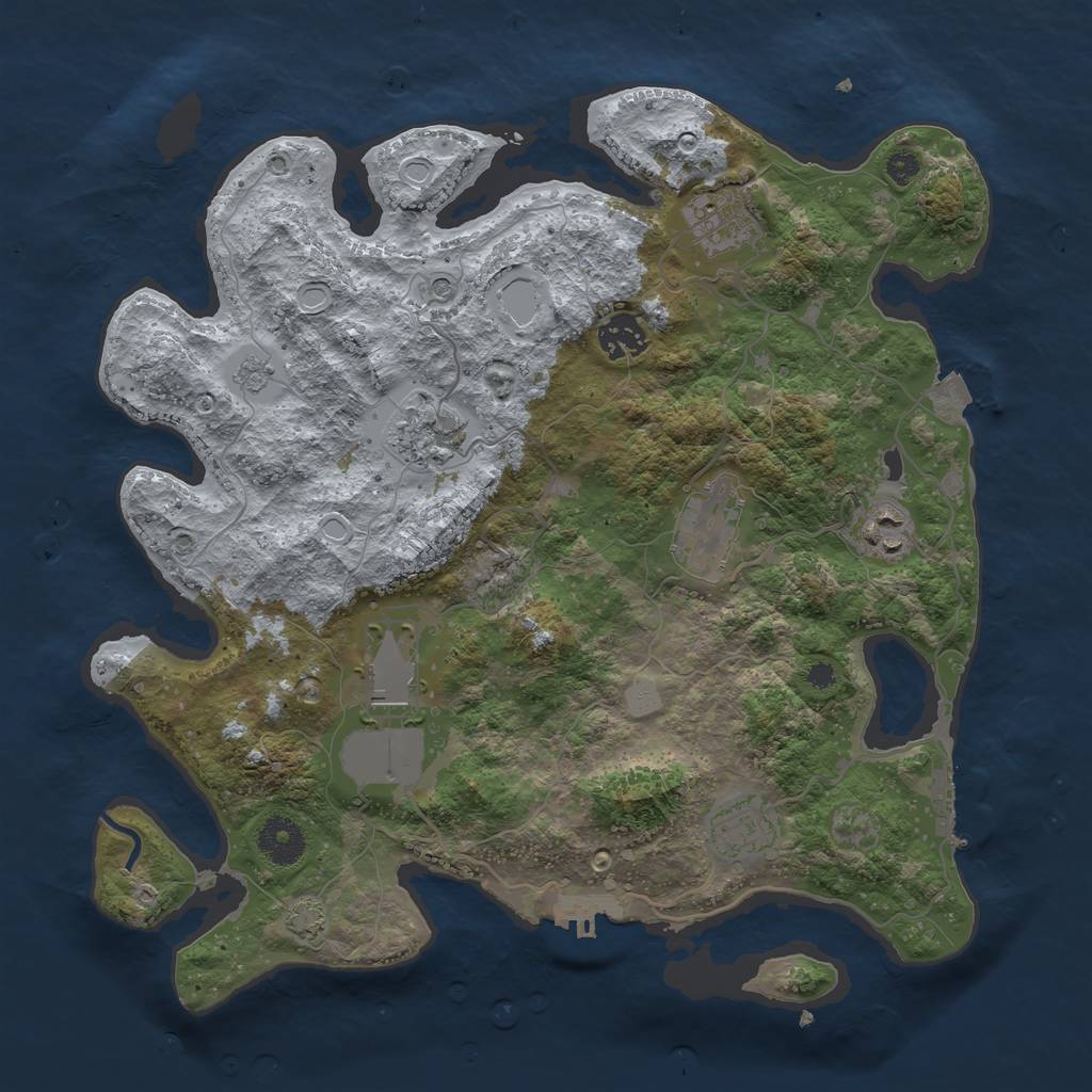 Rust Map: Procedural Map, Size: 3500, Seed: 803987598, 15 Monuments