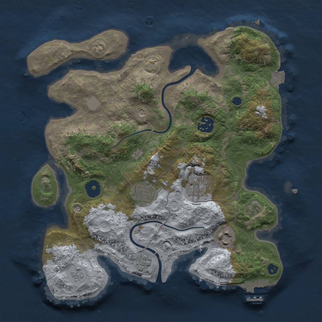 Rust Map: Procedural Map, Size: 3000, Seed: 28547, 10 Monuments