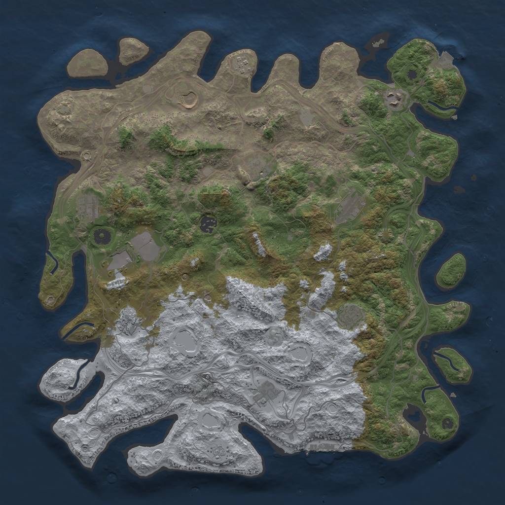 Rust Map: Procedural Map, Size: 4500, Seed: 169331541, 18 Monuments