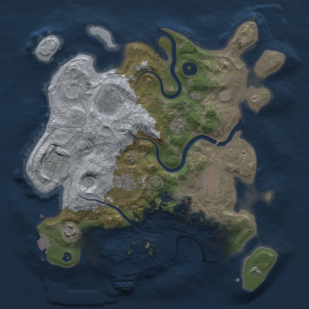 Rust Map: Procedural Map, Size: 3250, Seed: 3700104, 11 Monuments