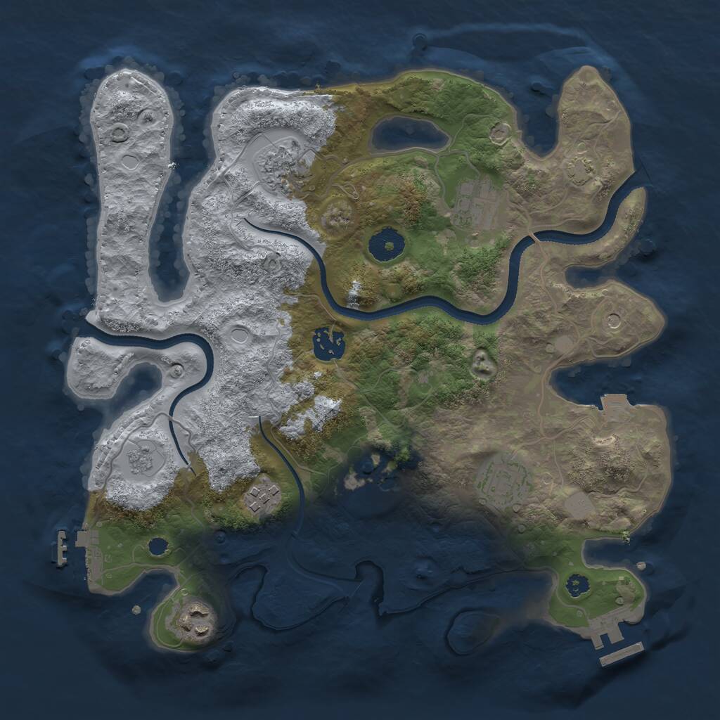 Rust Map: Procedural Map, Size: 3200, Seed: 46479178, 13 Monuments