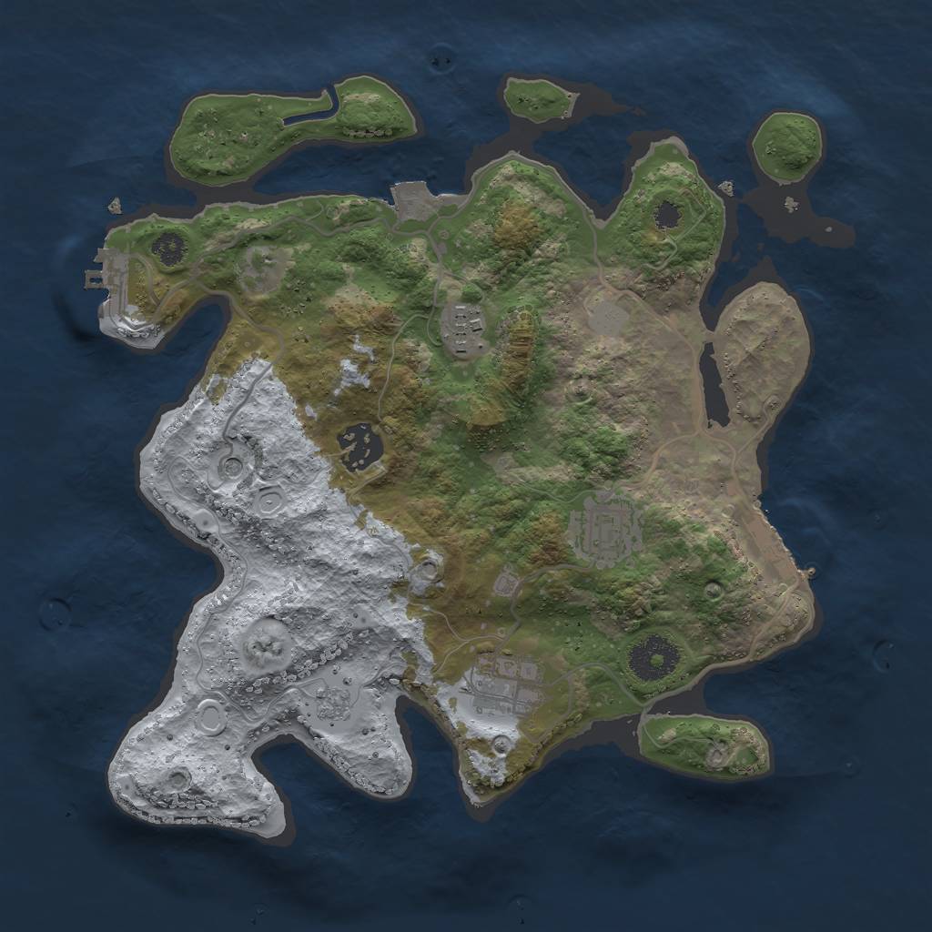 Rust Map: Procedural Map, Size: 3000, Seed: 75423, 11 Monuments