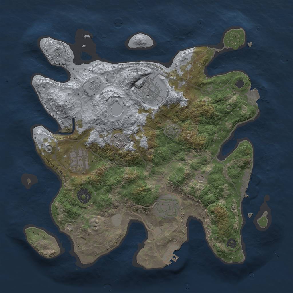 Rust Map: Procedural Map, Size: 3000, Seed: 607254659, 12 Monuments