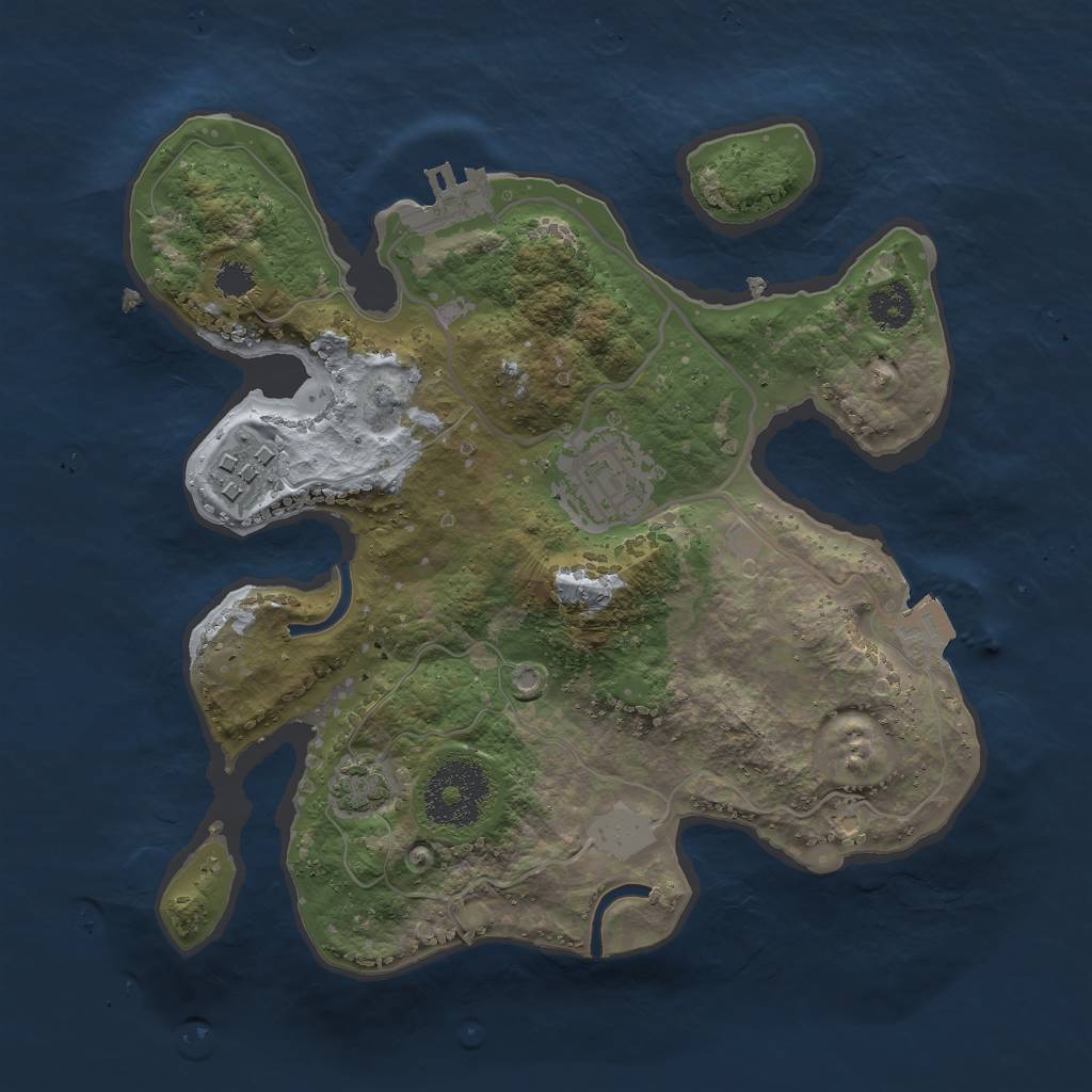 Rust Map: Procedural Map, Size: 2500, Seed: 1851536541, 7 Monuments