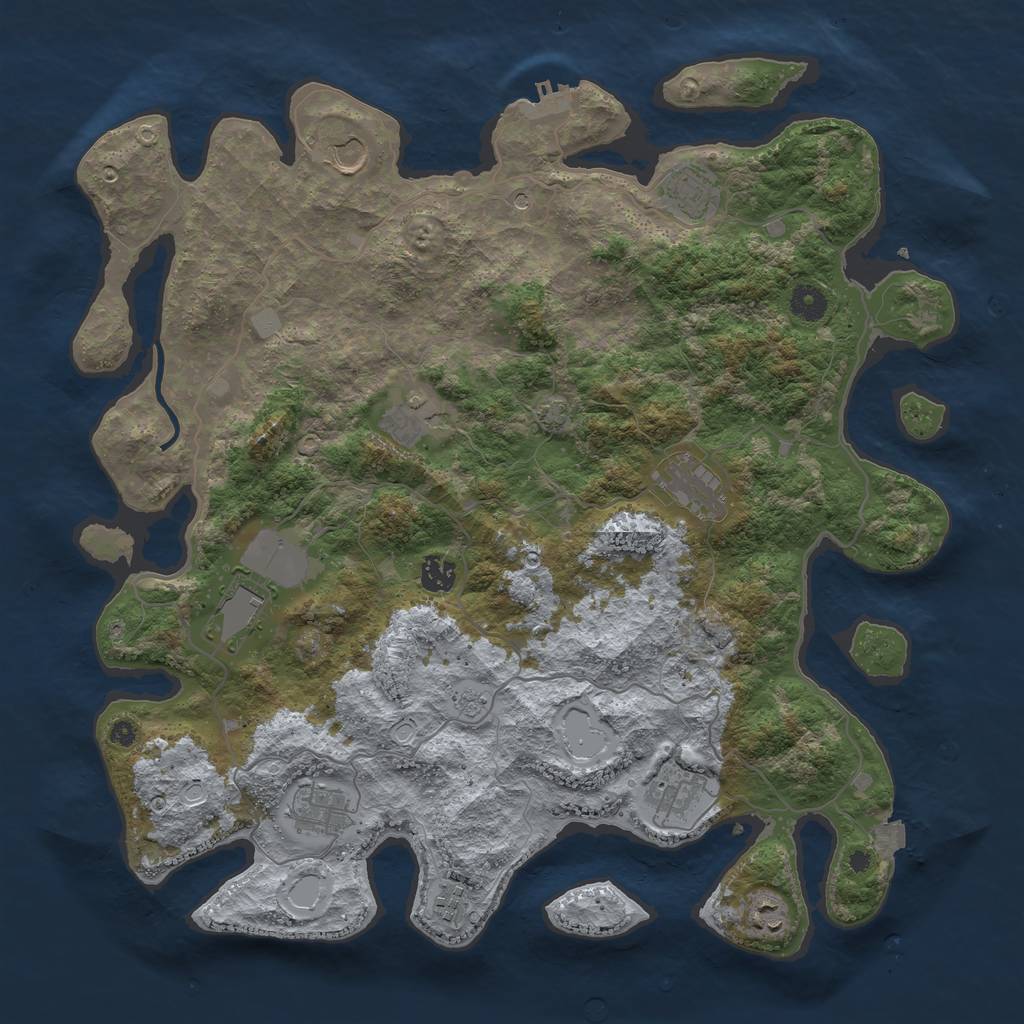 Rust Map: Procedural Map, Size: 4200, Seed: 732030049, 17 Monuments