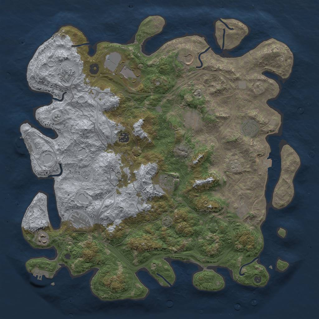 Rust Map: Procedural Map, Size: 4500, Seed: 355614511, 19 Monuments