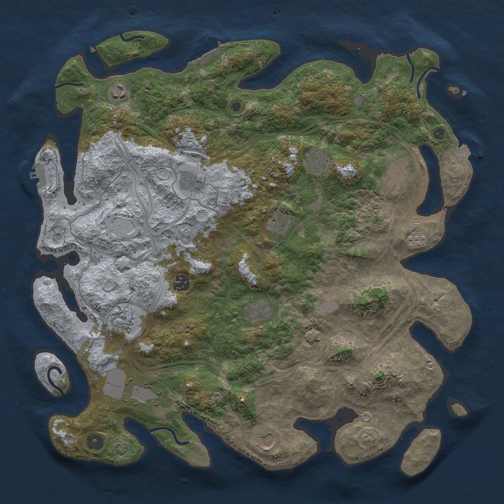 Rust Map: Procedural Map, Size: 4500, Seed: 514744472, 19 Monuments