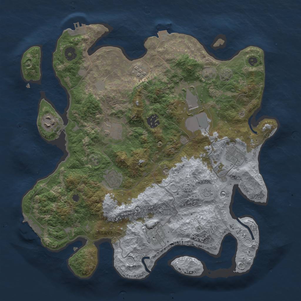 Rust Map: Procedural Map, Size: 3500, Seed: 1057359106, 16 Monuments