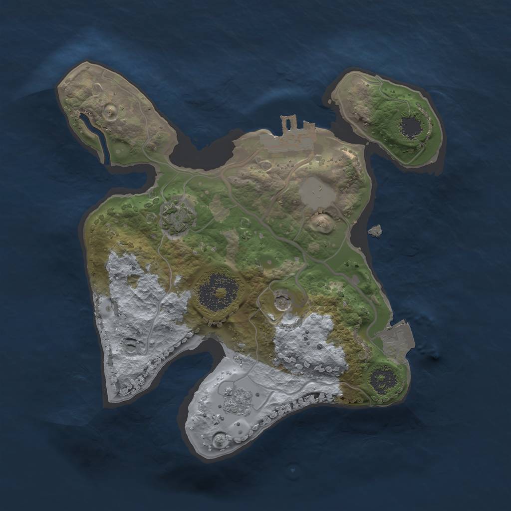 Rust Map: Procedural Map, Size: 2000, Seed: 9705842, 7 Monuments