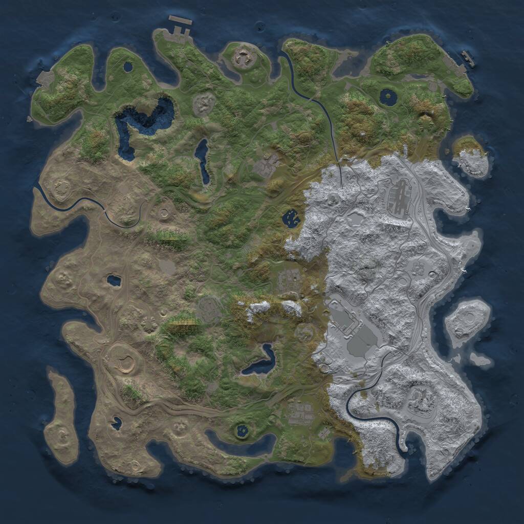 Rust Map: Procedural Map, Size: 4500, Seed: 10881150, 16 Monuments
