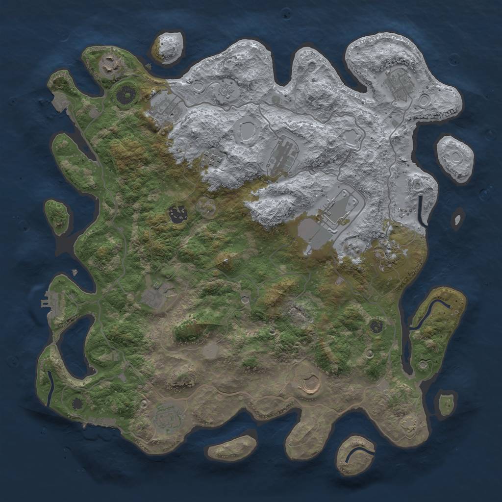 Rust Map: Procedural Map, Size: 4000, Seed: 984876, 19 Monuments