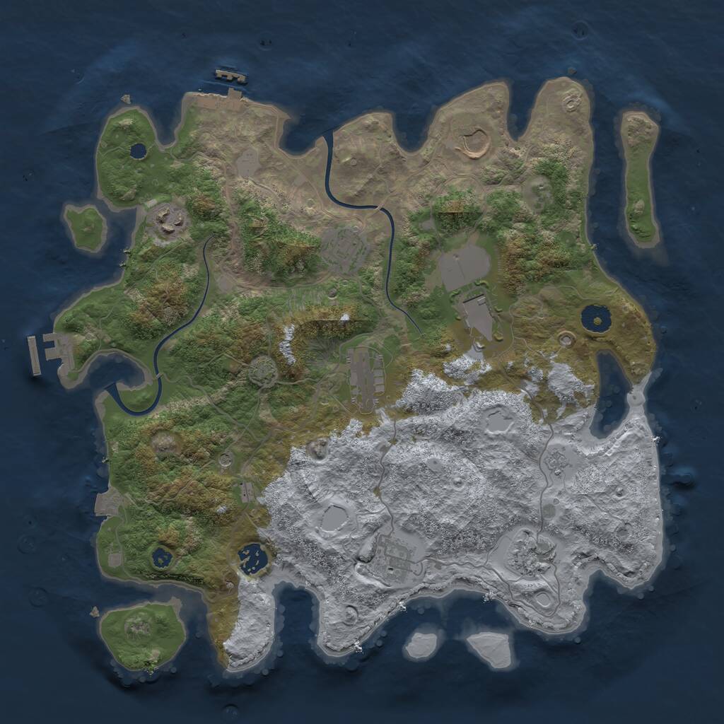 Rust Map: Procedural Map, Size: 3700, Seed: 58518546, 14 Monuments