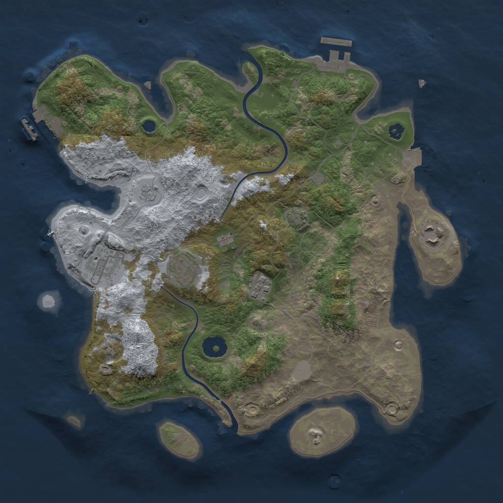 Rust Map: Procedural Map, Size: 3250, Seed: 777999, 9 Monuments