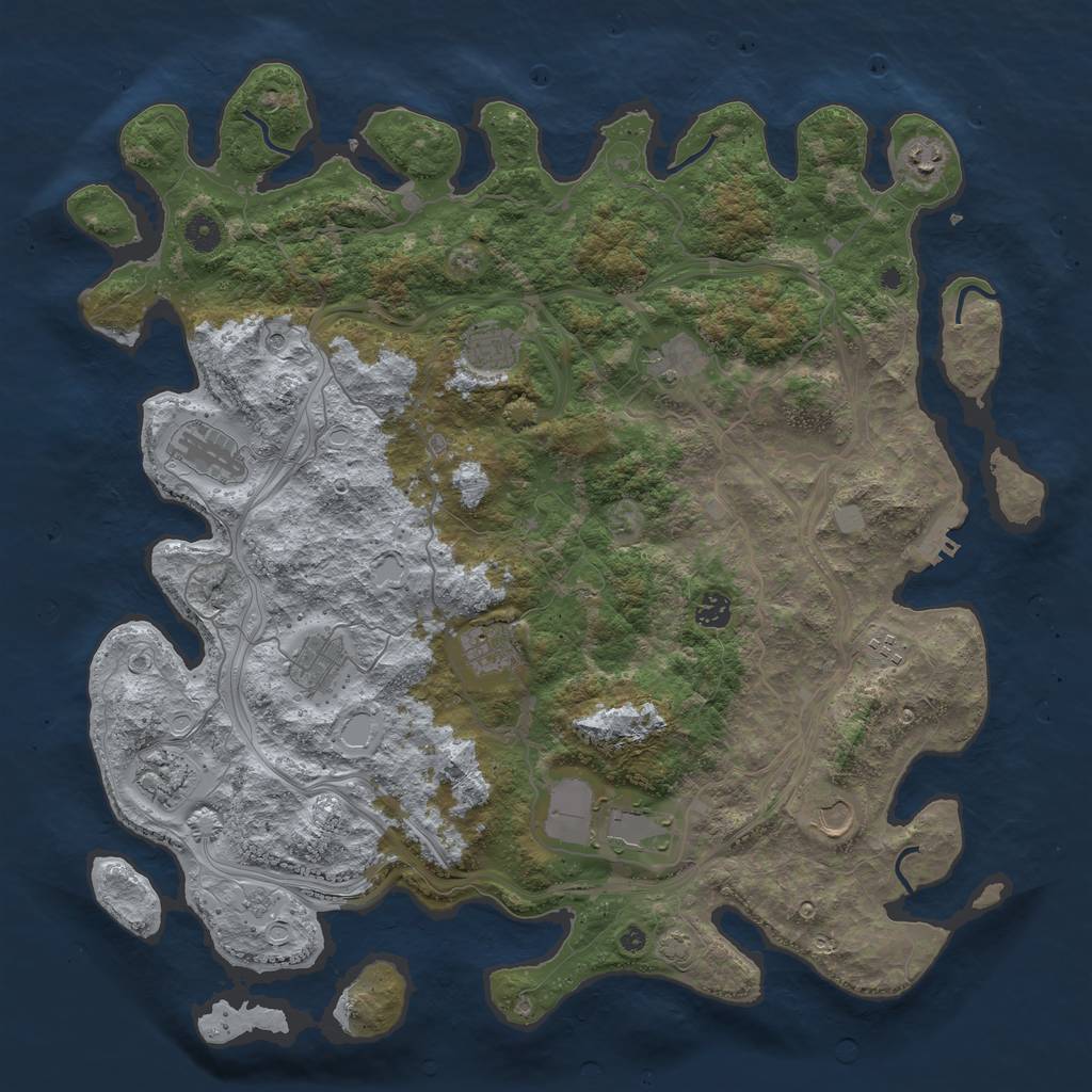 Rust Map: Procedural Map, Size: 4500, Seed: 1885872369, 18 Monuments