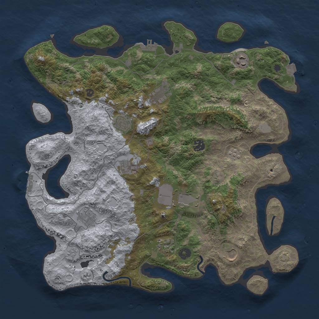 Rust Map: Procedural Map, Size: 4000, Seed: 281010317, 18 Monuments