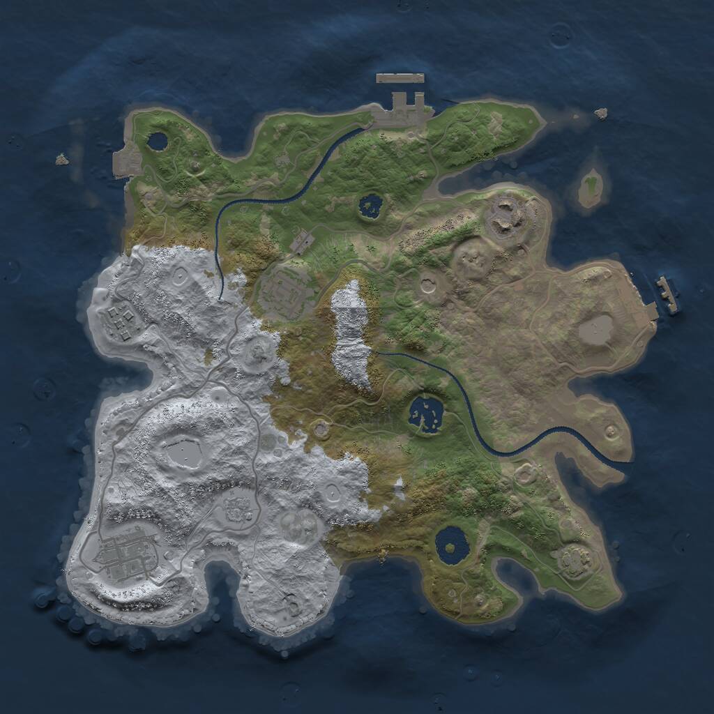 Rust Map: Procedural Map, Size: 3000, Seed: 869214981, 11 Monuments