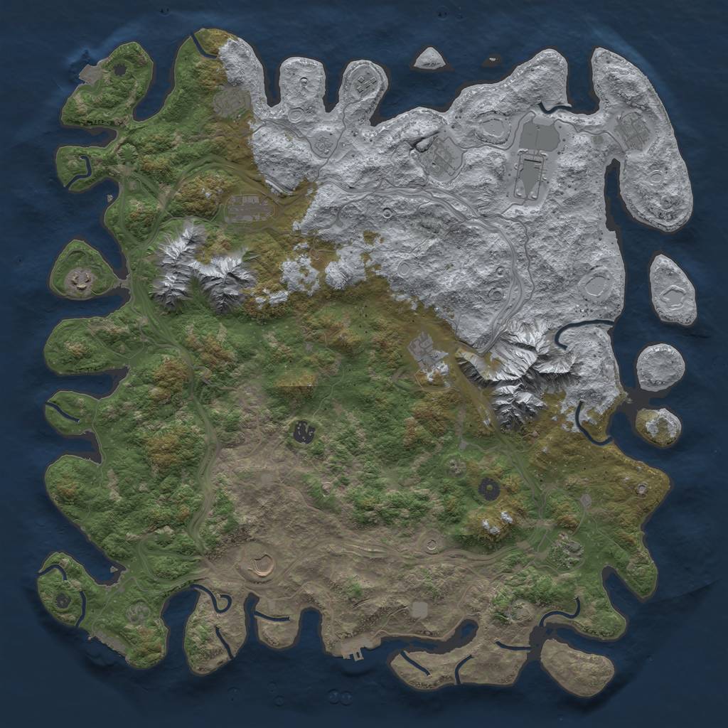 Rust Map: Procedural Map, Size: 5000, Seed: 2003867627, 19 Monuments