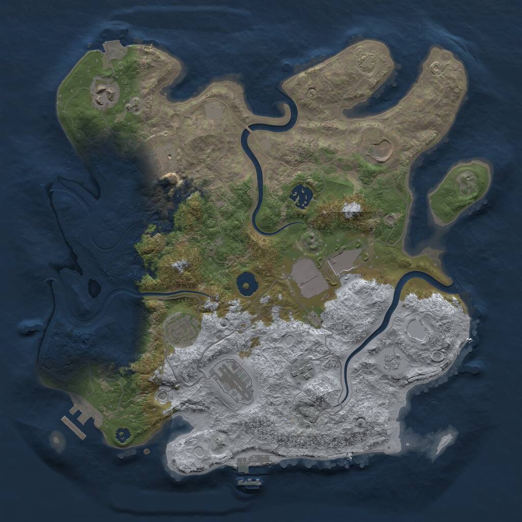 Rust Map: Procedural Map, Size: 3500, Seed: 1563309011, 14 Monuments