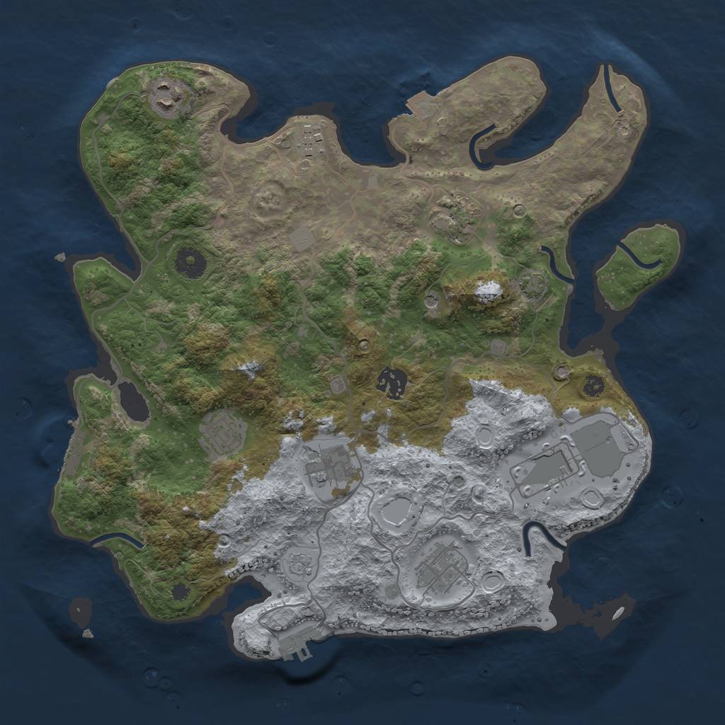 Rust Map: Procedural Map, Size: 3500, Seed: 1563309011, 16 Monuments