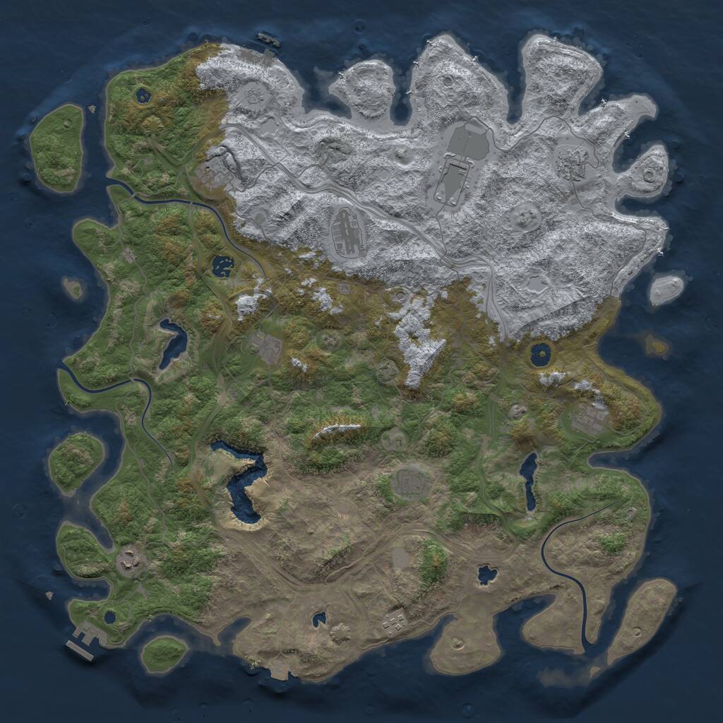 Rust Map: Procedural Map, Size: 4874, Seed: 13825, 16 Monuments