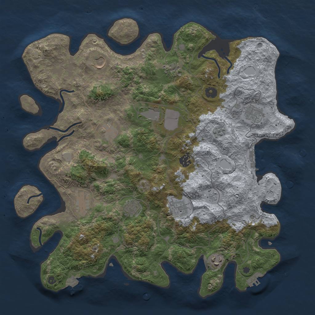 Rust Map: Procedural Map, Size: 4000, Seed: 2137645742, 19 Monuments