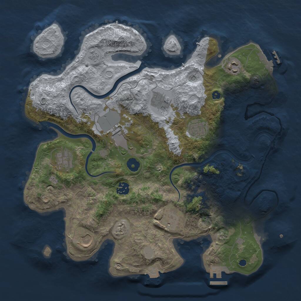 Rust Map: Procedural Map, Size: 3500, Seed: 3633646, 15 Monuments