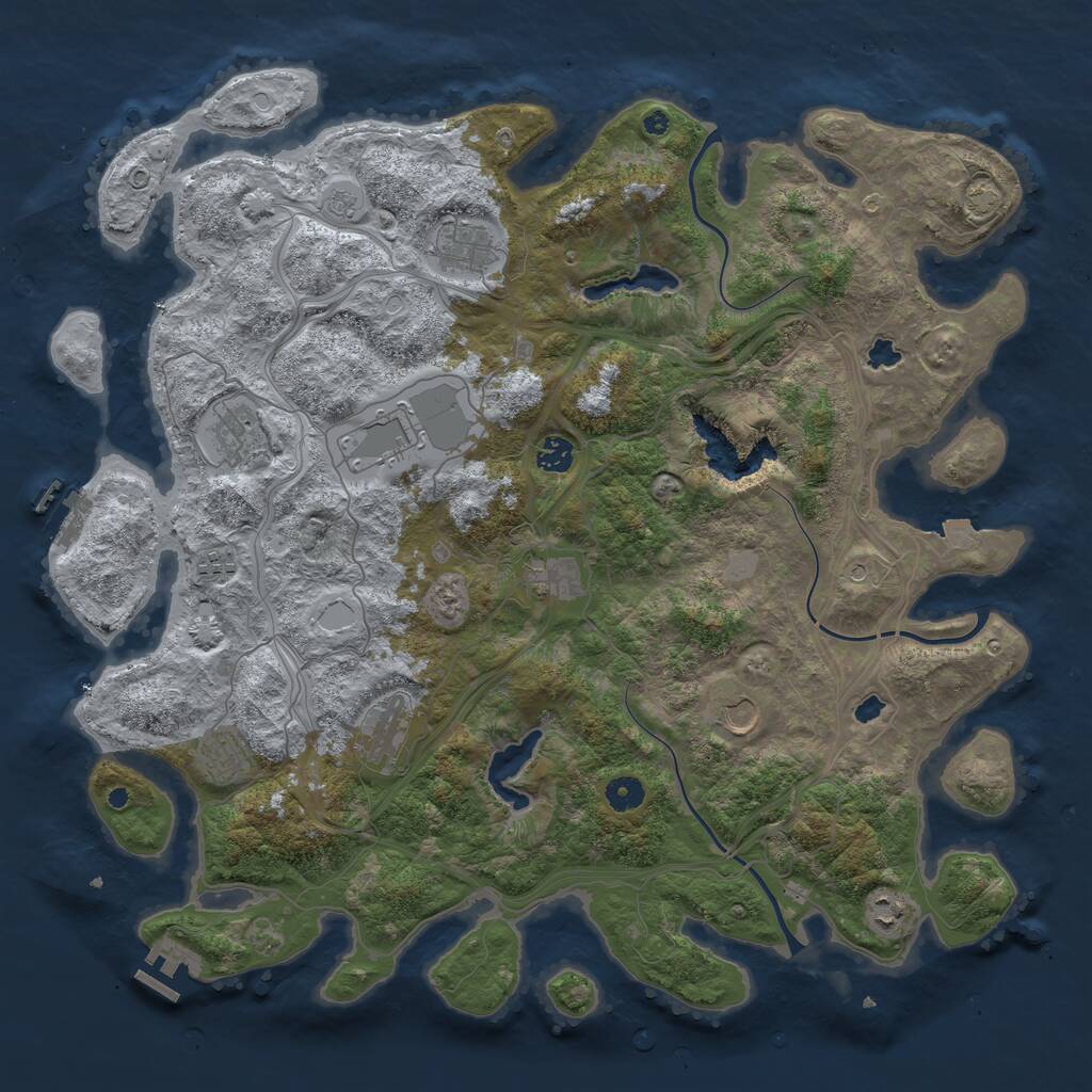 Rust Map: Procedural Map, Size: 4500, Seed: 715545562, 16 Monuments