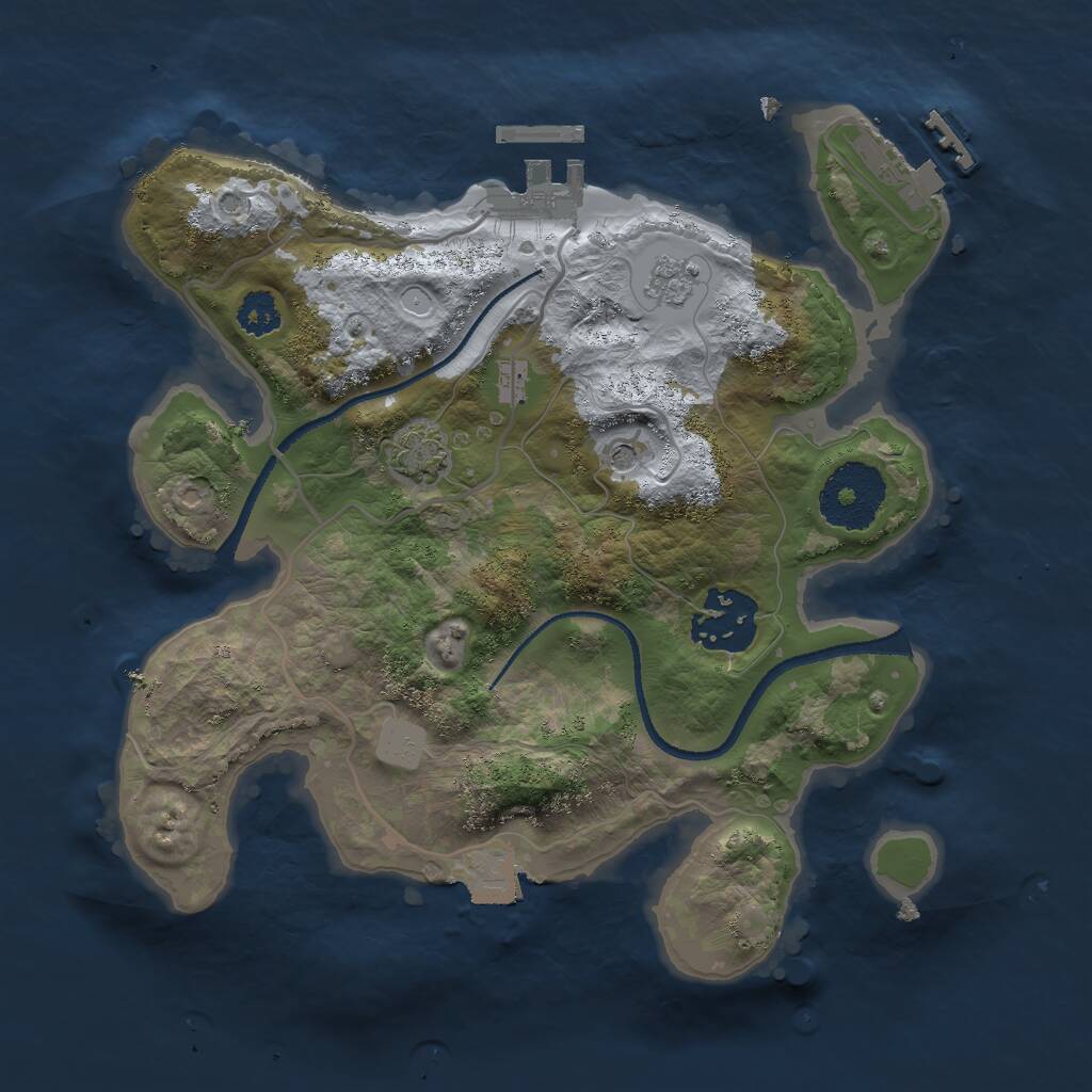Rust Map: Procedural Map, Size: 2500, Seed: 1961974102, 7 Monuments