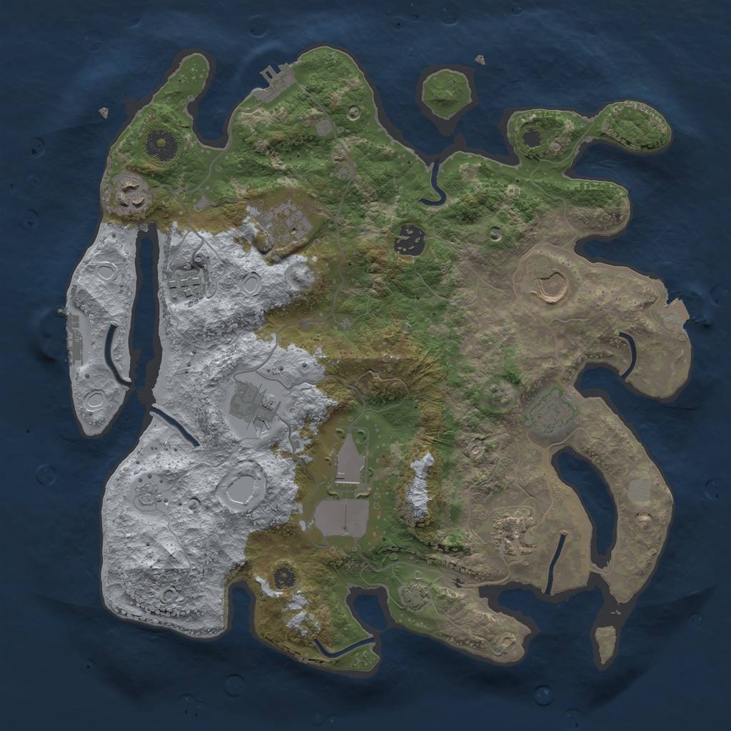 Rust Map: Procedural Map, Size: 3500, Seed: 36923983, 16 Monuments