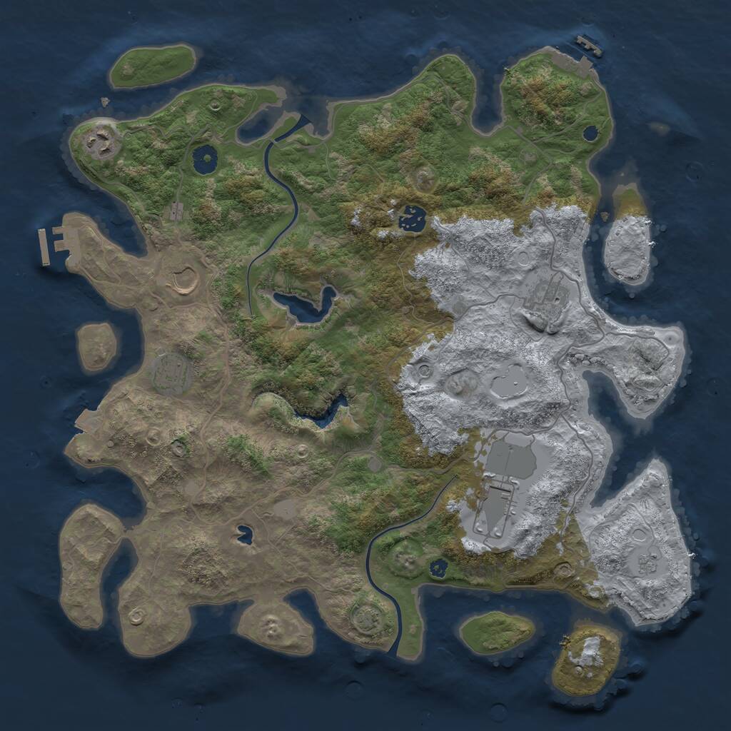 Rust Map: Procedural Map, Size: 4000, Seed: 2129785691, 12 Monuments