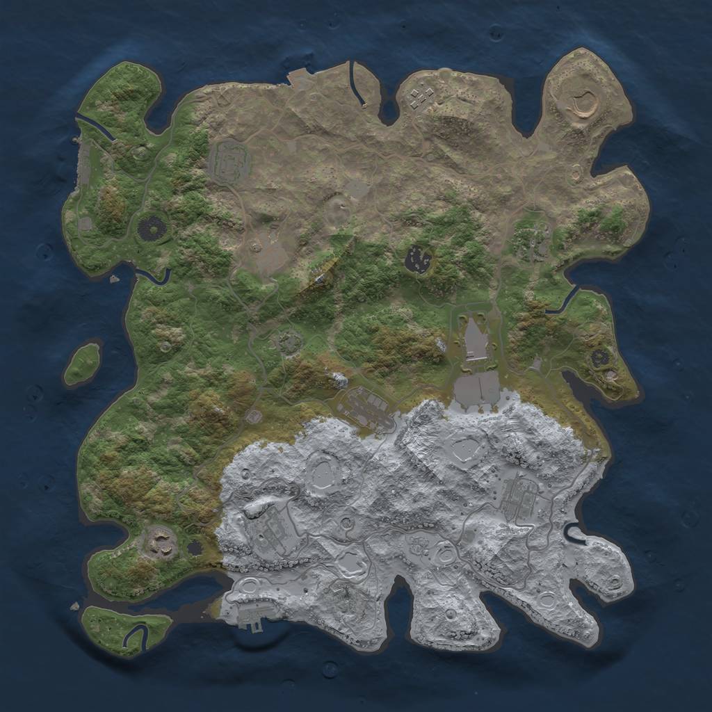 Rust Map: Procedural Map, Size: 4000, Seed: 1793, 19 Monuments