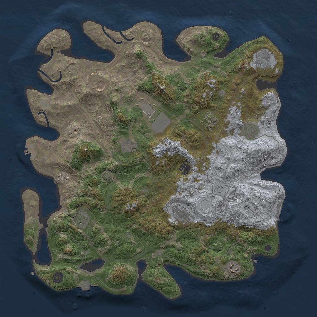 Rust Map: Procedural Map, Size: 4250, Seed: 1843389801, 19 Monuments